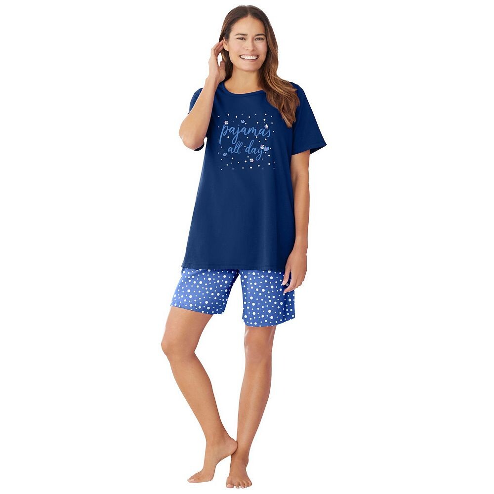 

Женская трикотажная короткая пижама больших размеров Dreams & Co., цвет Evening Blue Pajamas