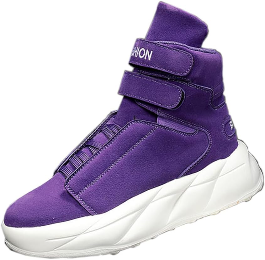 

Мужские высокие кроссовки ZHOUPULP с массивной подошвой, на липучке, для повседневной уличной моды, смелые: фиолетовые, черные, красные