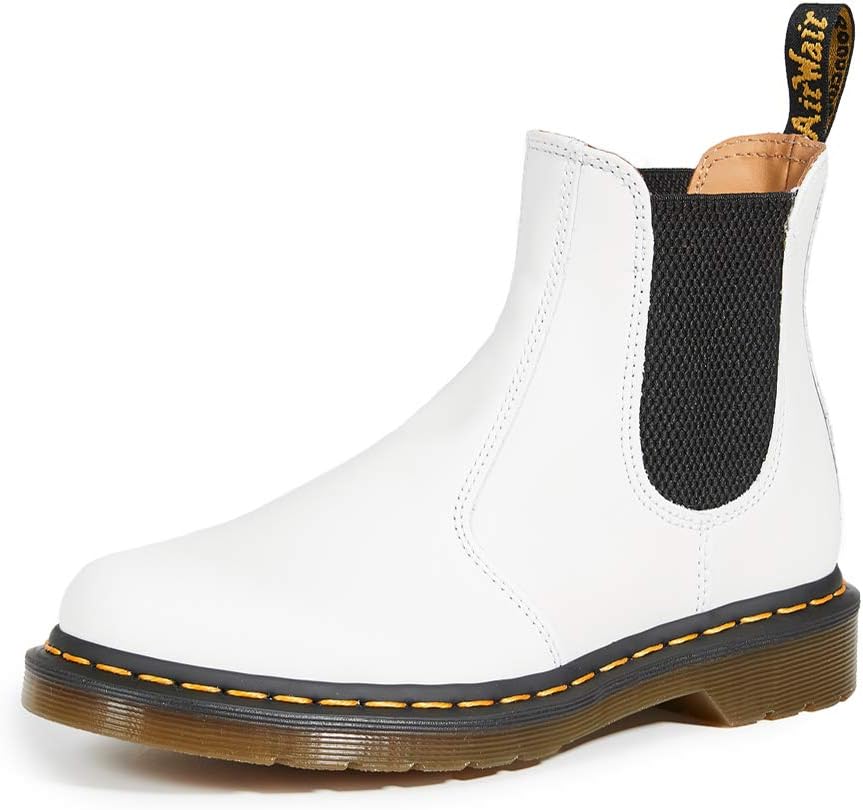 

Женские ботинки Dr. Martens 2976 Chelsea из гладкой кожи с желтой прострочкой, белый