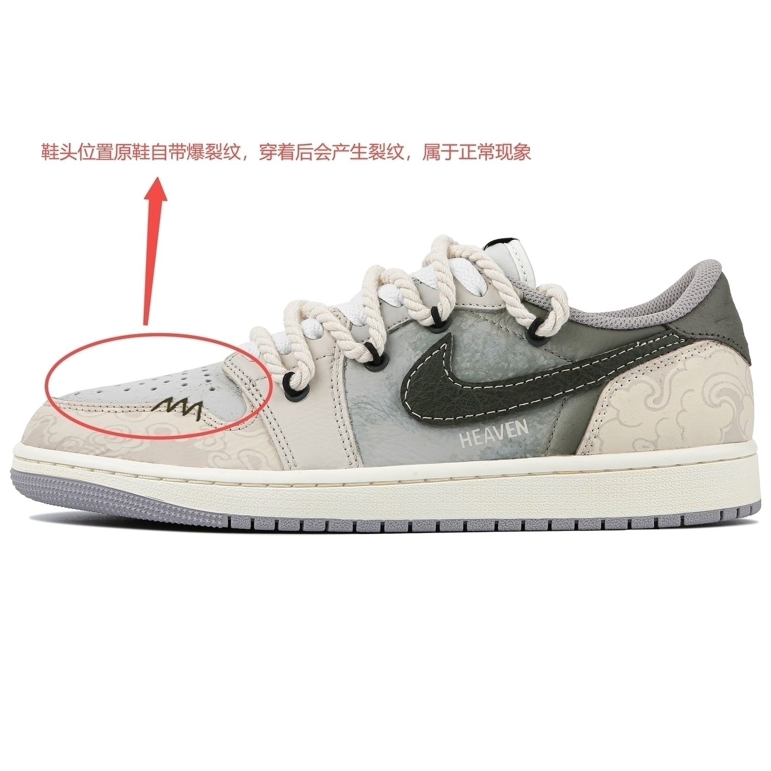 Кроссовки Air 1 Vintage баскетбольные унисекс низкие бежево-зеленые Jordan — фото 2