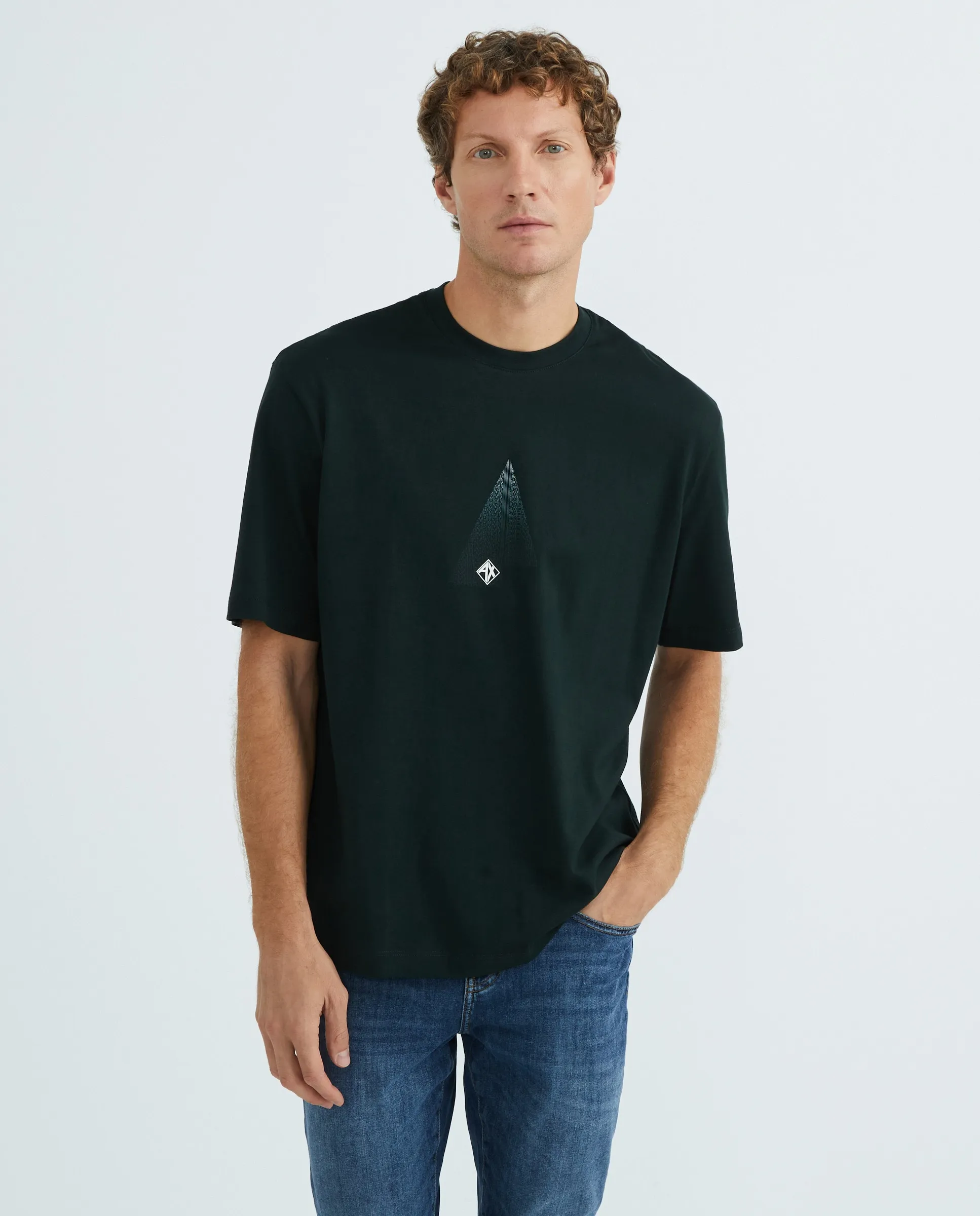 

Мужская футболка с коротким рукавом и принтом на передней части Armani Exchange, темно-зеленый