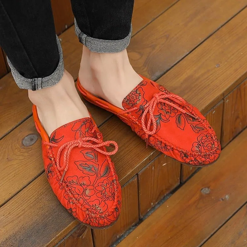 Мокасины мужские из кожзаменителя, Half Moccasins, розово-красный PUGHGAETZF — фото 4