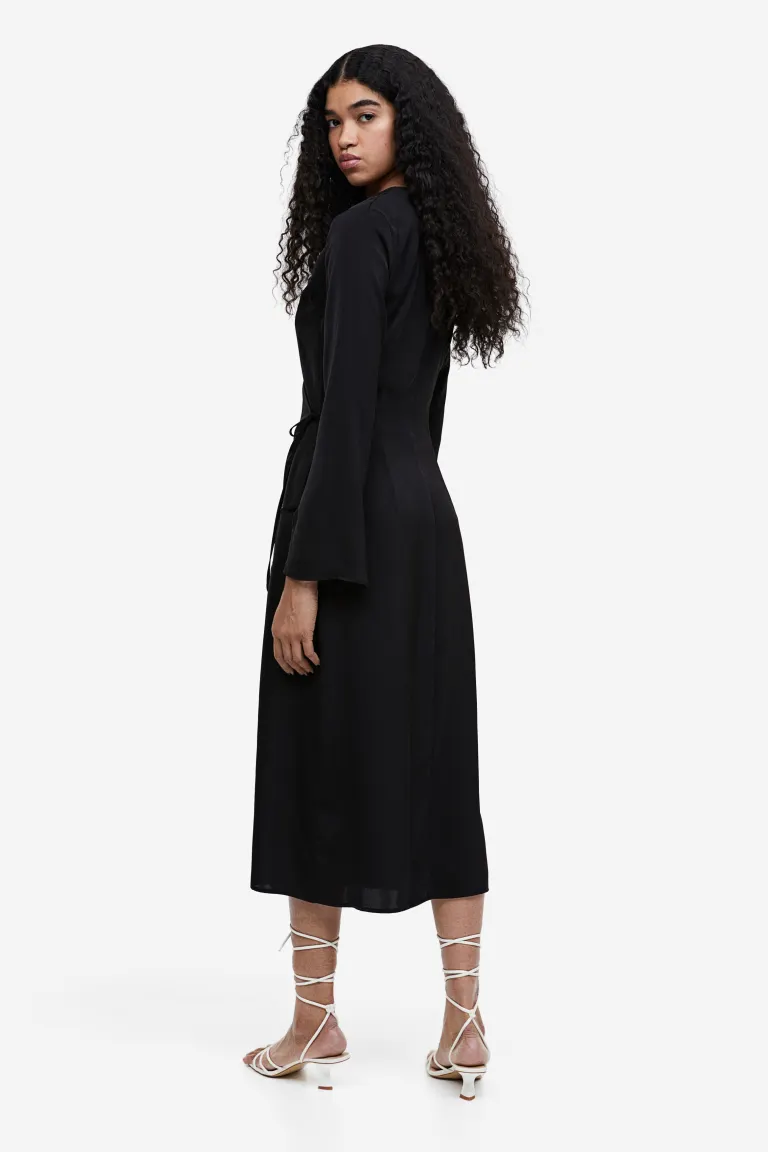 

Атласное платье с трансфером H&M, черный