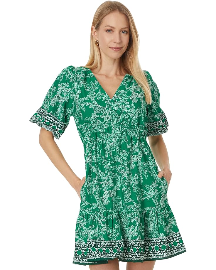 

Платье Lilly Pulitzer Kentlee Dress, цвет Fiddle Leaf Green Safari Party Engineered Woven Dress