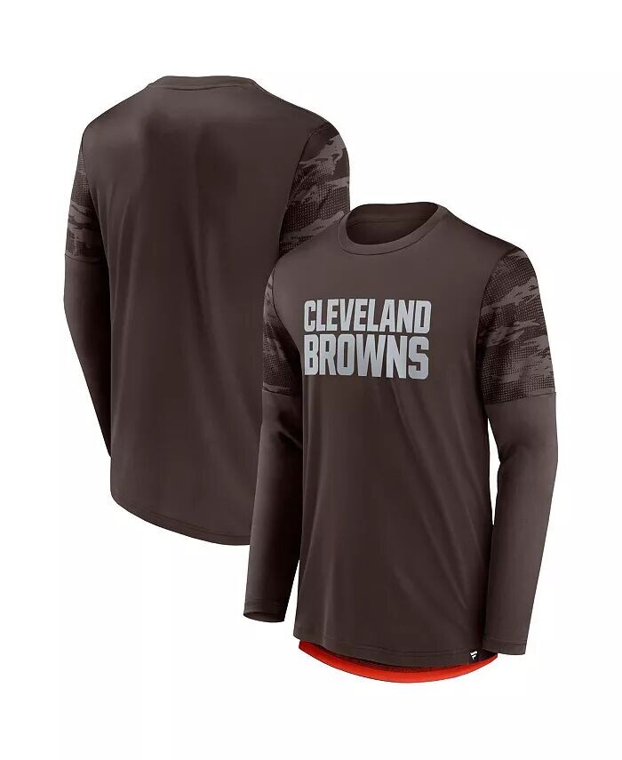 

Мужская коричневая, оранжевая футболка Cleveland Browns Square Off с длинным рукавом Fanatics