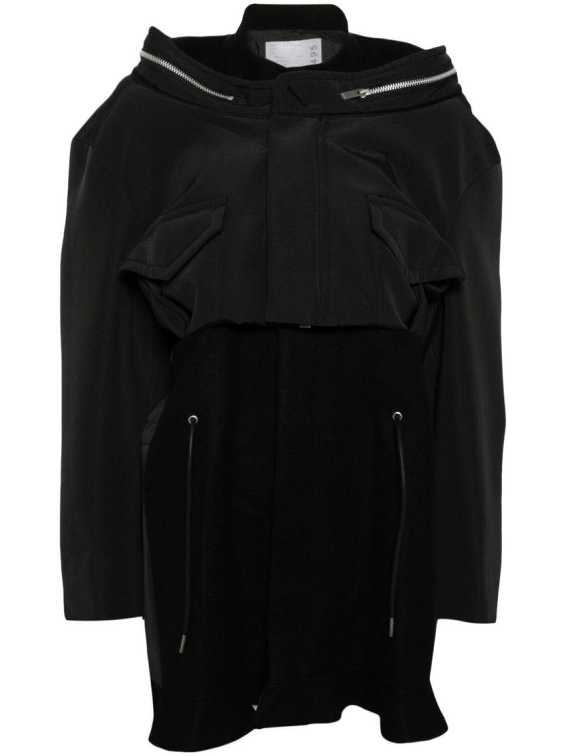

Sacai шерстяное платье Grosgrain Bonding, черный