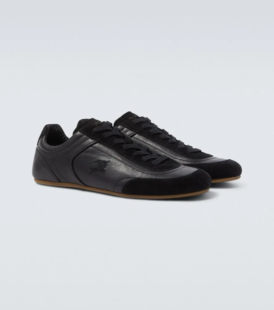 Кожаные кроссовки Knight Runner Burberry, черный