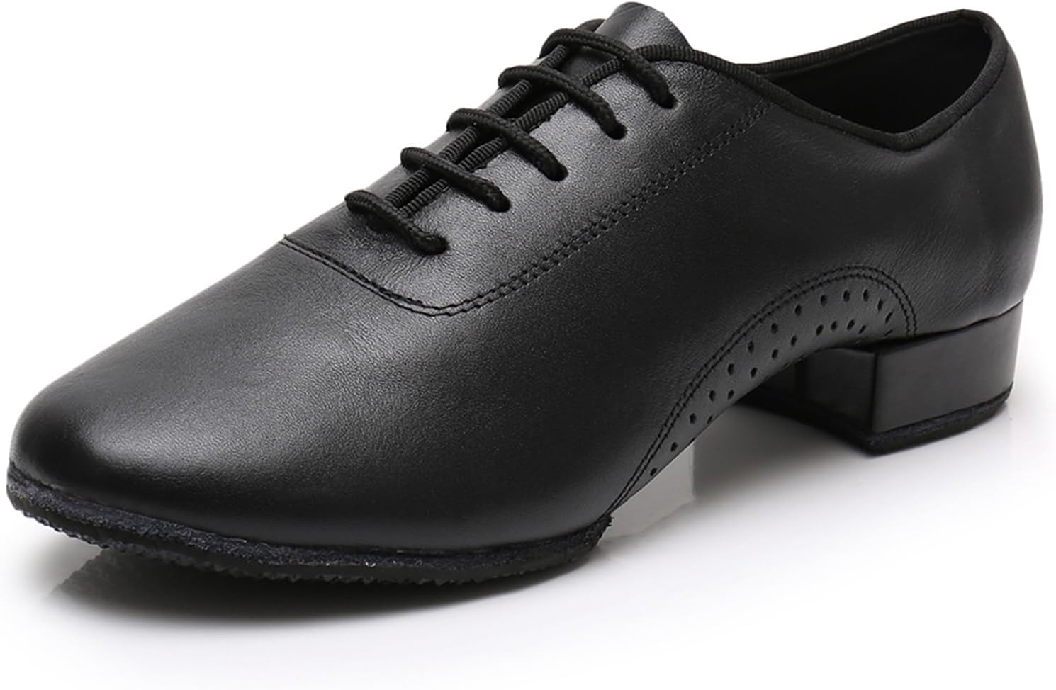 

Мужские кожаные танцевальные туфли с круглым носком для латиноамериканских танцев: румба, вальс, танго, бальные танцы Zhcrcfirm, черный