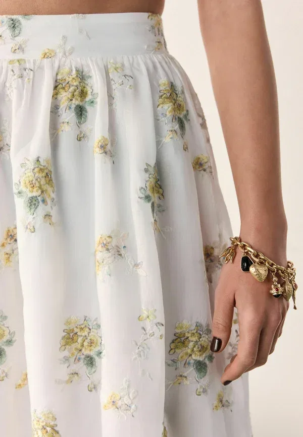 Юбка-макси Regular fit Tabitha Simmons x Layered Maxi Skirt, нейтральный флоральный