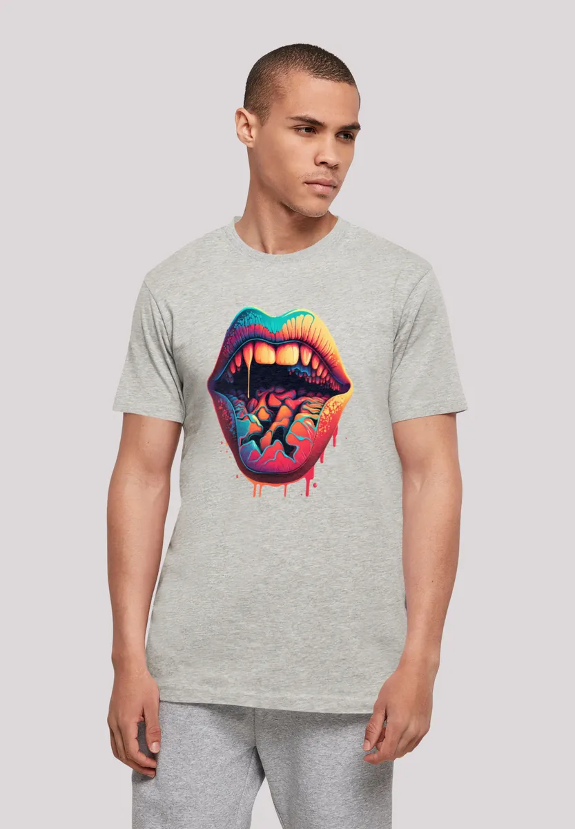 

F4NT4STIC Футболка "Drooling Lips TEE UNISEX", принт, серый
