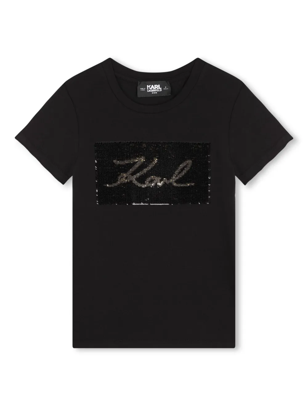

Футболка с пайетками KARL LAGERFELD KIDS, черный