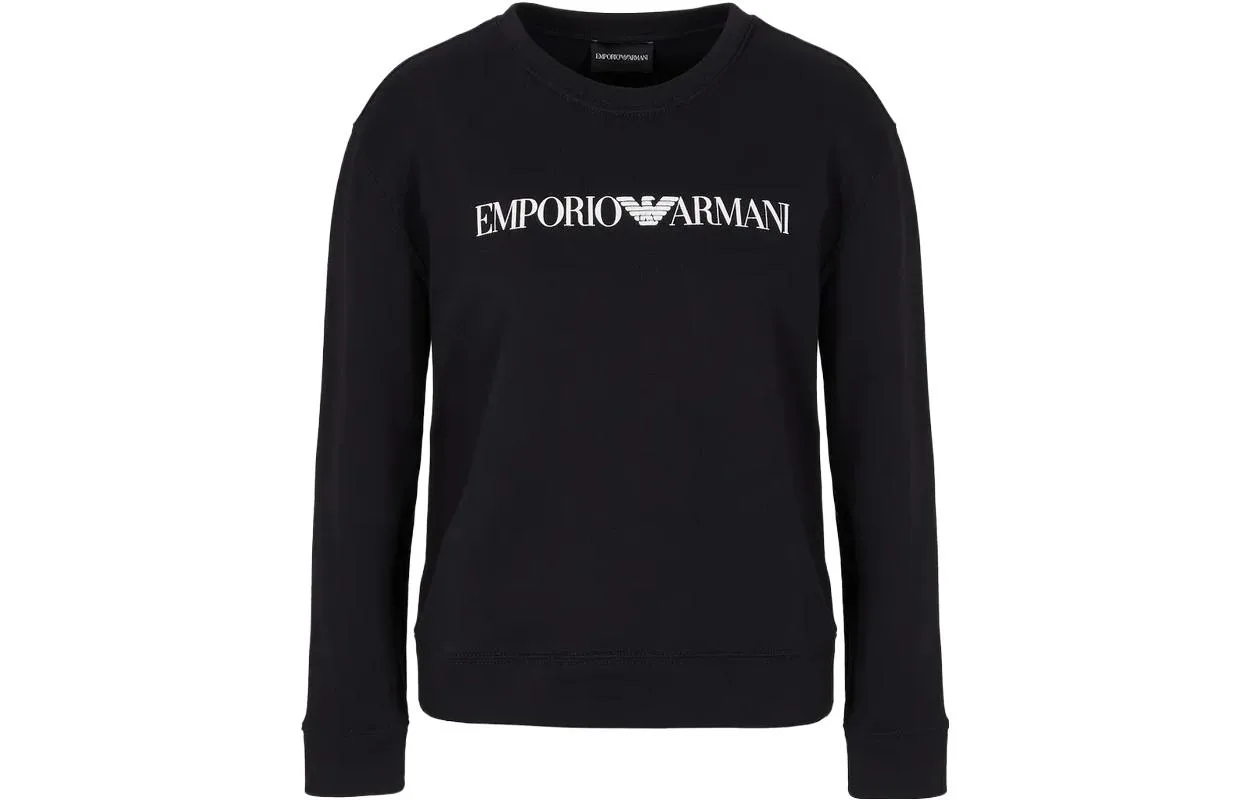Свитшот из хлопка с логотипом EMPORIO ARMANI, черный