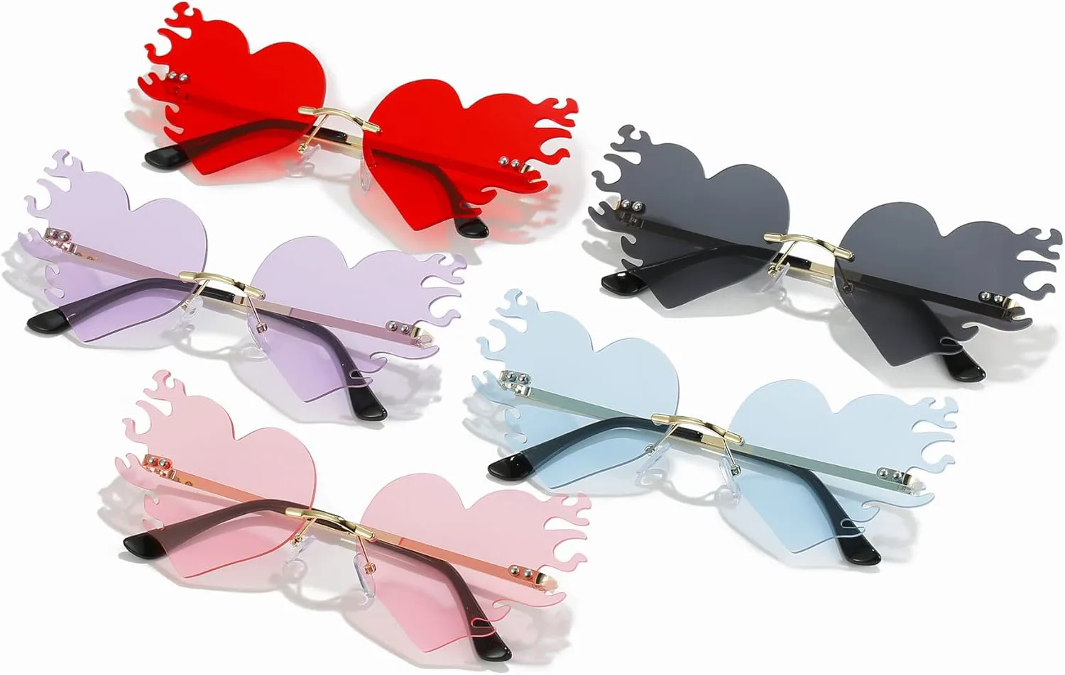 

Солнцезащитные очки LASPOR Melting Heart для женщин и мужчин, без оправы, с эффектом «каплевидного» сердца, золотистая металлическая оправа, каплевидная форма, Pink