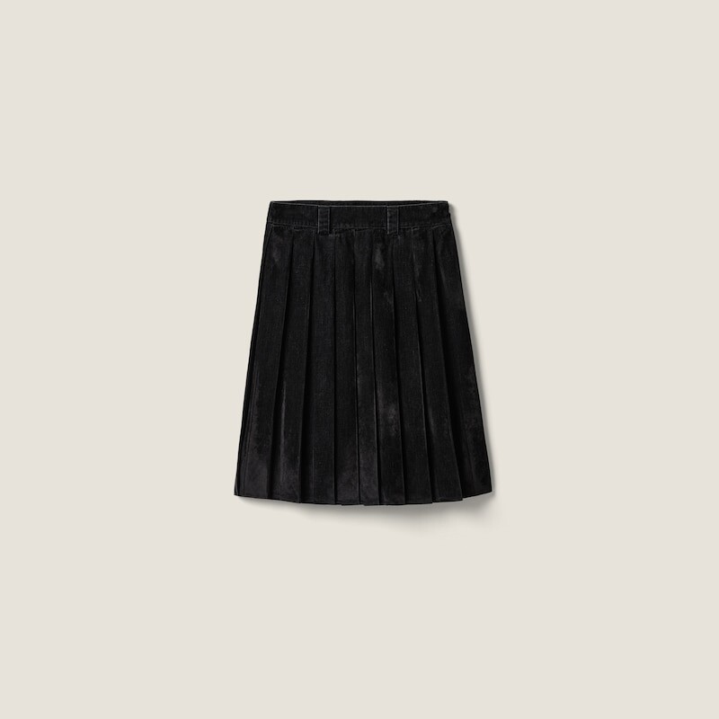 

Флокированная юбка из шамбре Miu Miu, черный