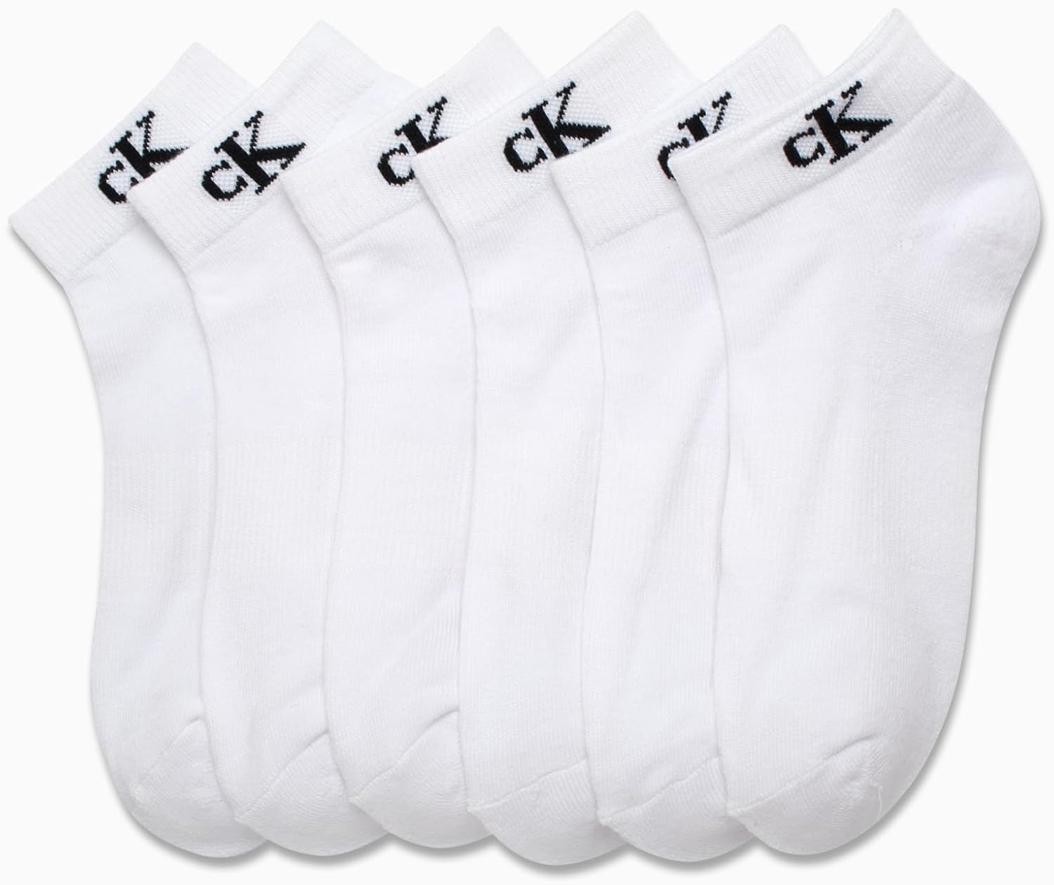Женские носки Calvin Klein Quarter - упаковка из 6 пар носков с мягкой подошвой, дышащими и низким вырезом для бега, ходьбы и повседневной носки, White — фото 3