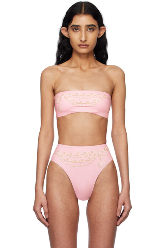 

Розовый графический бикини-топ Versace Underwear