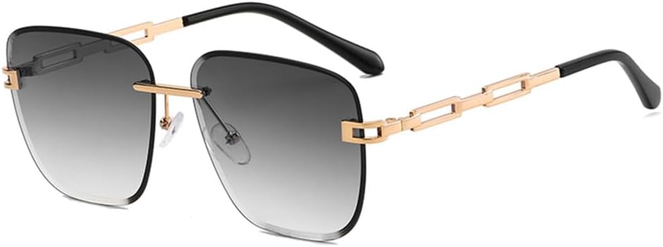 

Солнцезащитные очки без оправы большого размера для женщин, винтажные солнцезащитные очки для мужчин, ретро-очки в металлической оправе, очки с защитой от УФ-излучения UV400 LANGSER, Grey