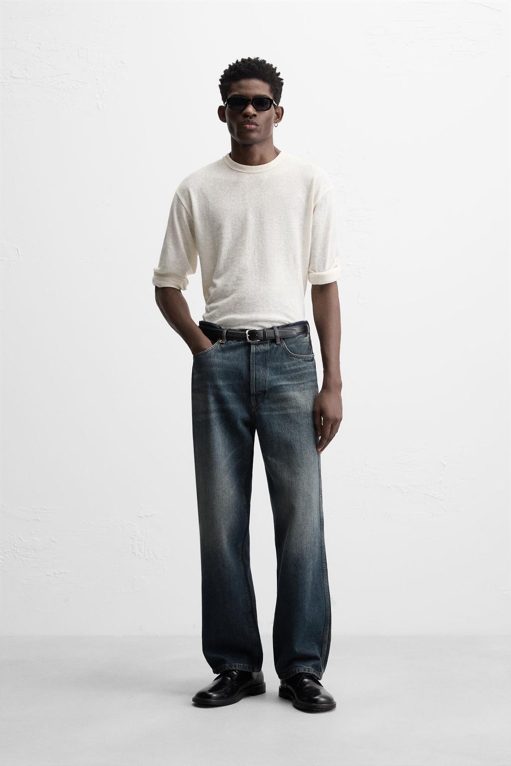 

Свободные джинсы с прямыми штанинами ZARA, синий