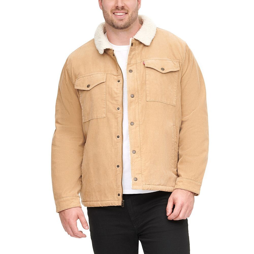 Классическая вельветовая куртка на подкладке из шерпы Big & Tall Levi's, цвет Olive — фото 2