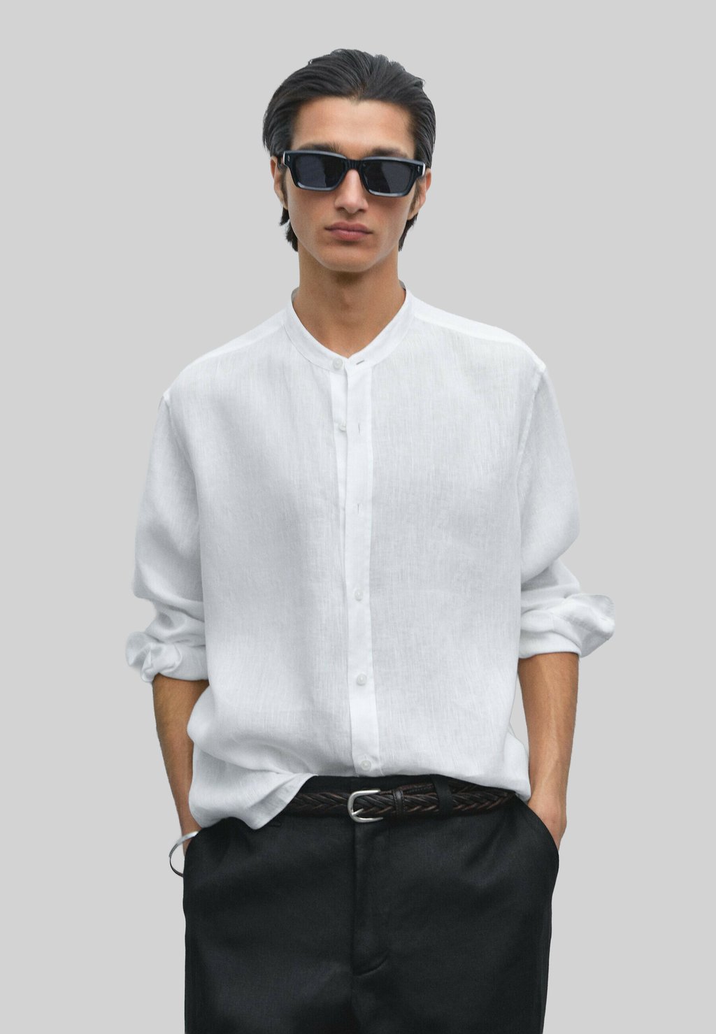 

Рубашка REGULAR FIT STAND COLLAR Massimo Dutti, белый