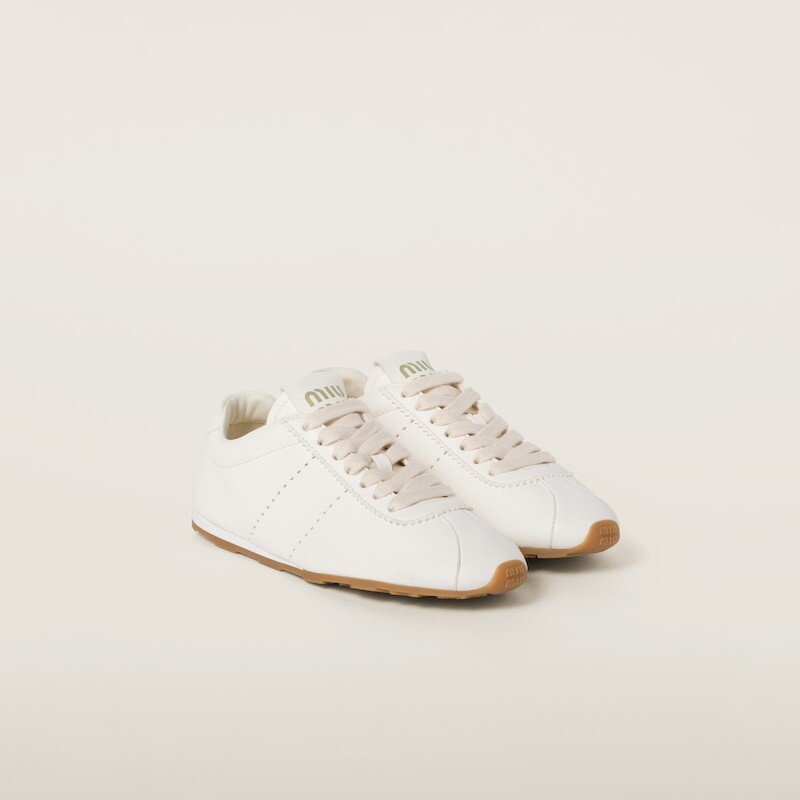 Кроссовки Plume из кожи наппа Miu Miu, белый