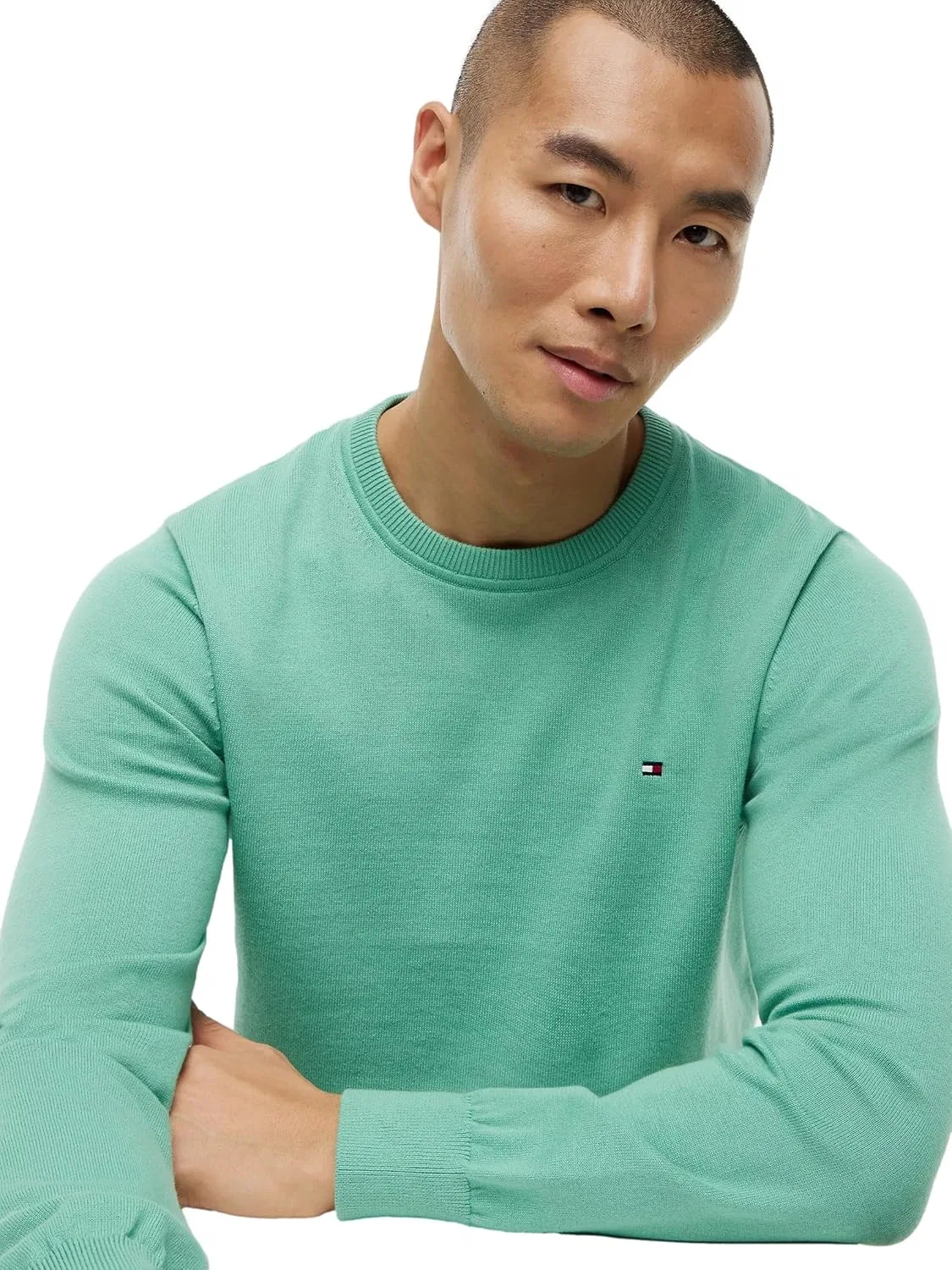 TOMMY HILFIGER / He.Pullover / PIMA ORG CTN CASHMERE свитер с круглым вырезом, зеленый — фото 4