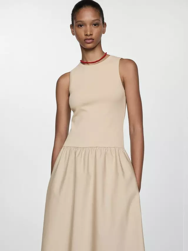

Платье Mango Valvi Cotton Midi, бежевый