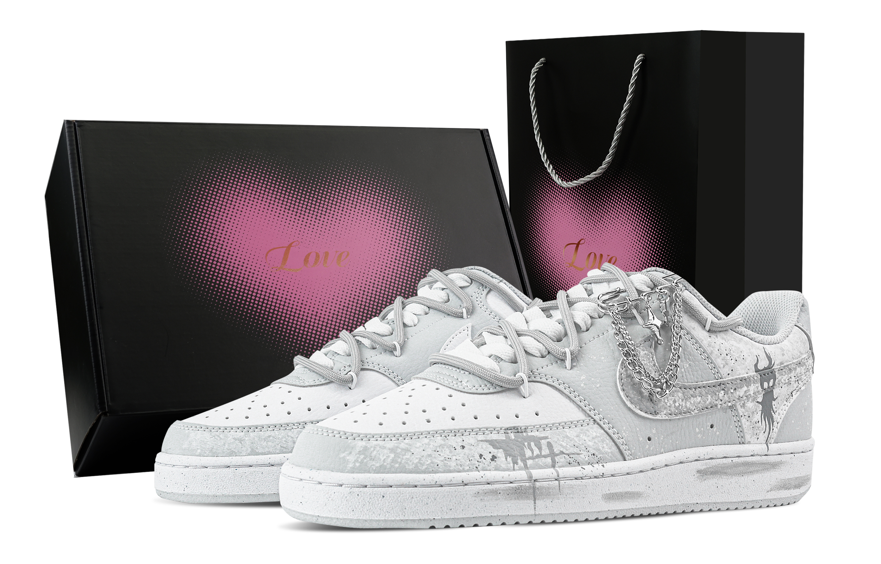 

Кроссовки Court Vision Dull Gray Ghost, Heart Box, износостойкие, низкие, для скейтбординга, мужские, светло-серые Nike, Light Gray