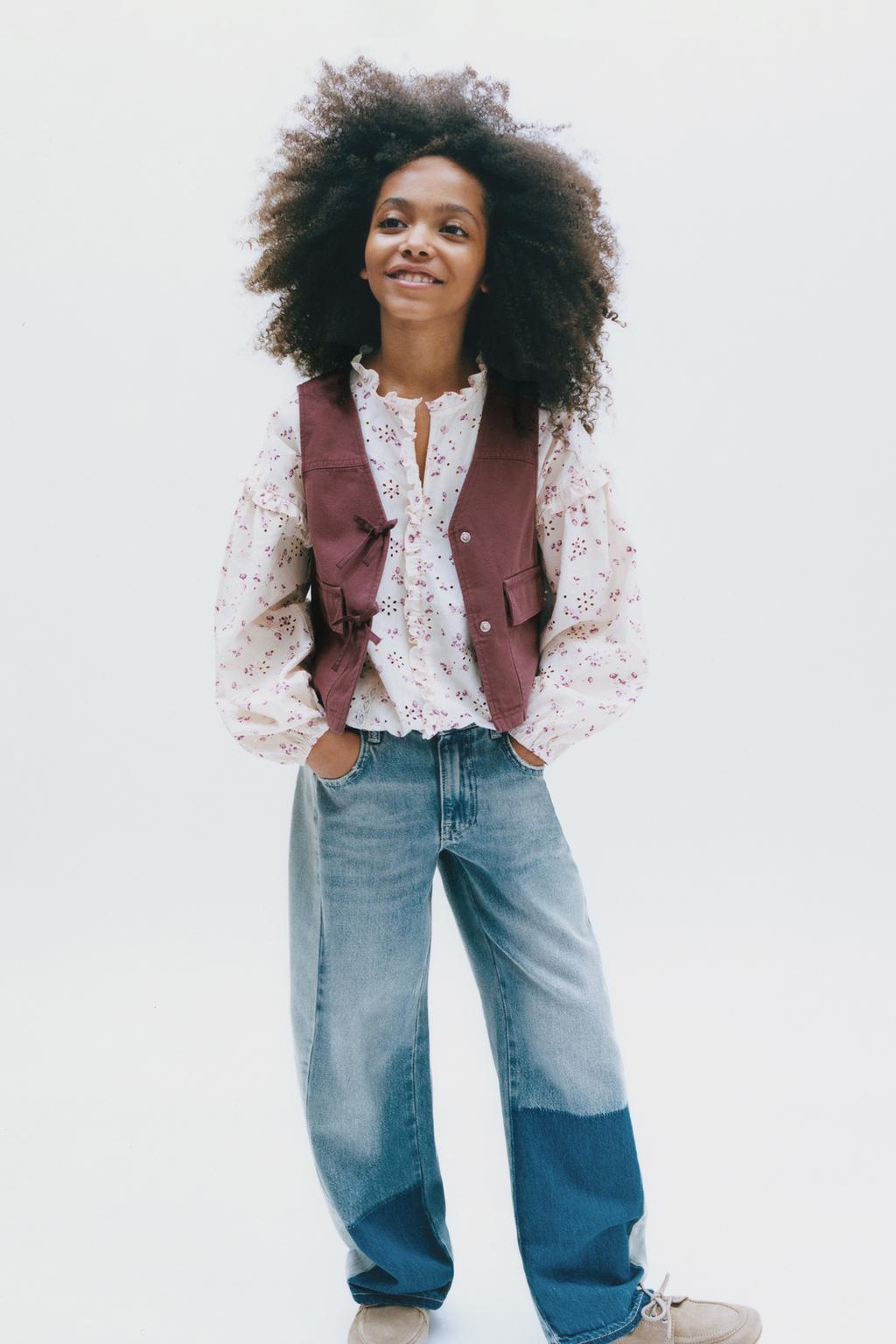 

Холщовый жилет с бантиками ZARA, цвет Aubergine