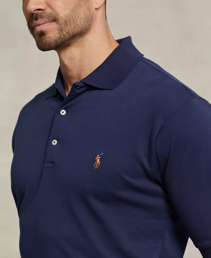 Мужская поло Big & Tall Classic Fit из мягкого хлопка Polo Ralph Lauren, синий — фото 3