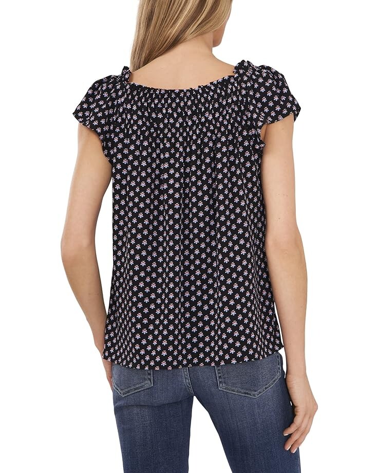 

Блуза CeCe Printed Square Neck Blouse, цвет Rich Black