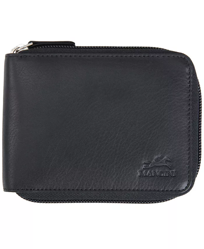 

Мужской кожаный кошелек Monterrey Collection с молнией и съемным паспортным отсеком Mancini, черный