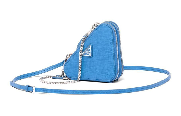 

PRADA Текстильная сумка с сафьяновой кожей портативная миниатюрная женская наплечная через плечо клатч синяя