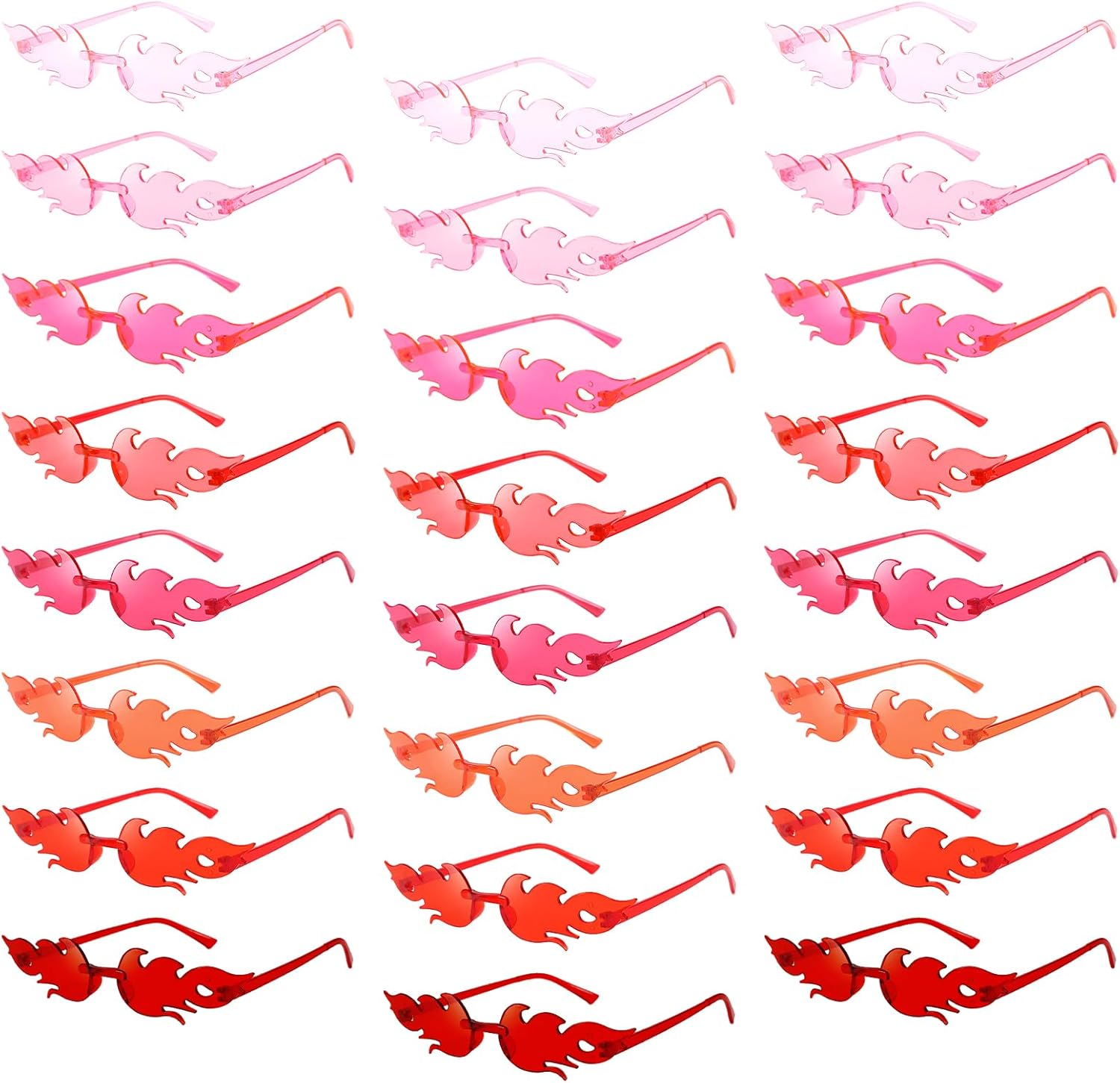 

Солнцезащитные очки Matcheck в оправе «Огненное пламя», 24 штуки, ретро, ​​цветные, для вечеринок, градиентные, прозрачные, забавные очки для женщин и мужчин, Pink Red Gradient Color