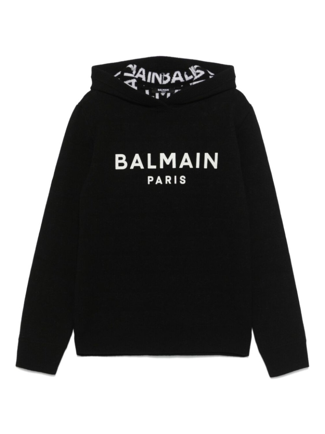 

Толстовка с капюшоном Balmain Kids с жаккардовым логотипом, черный