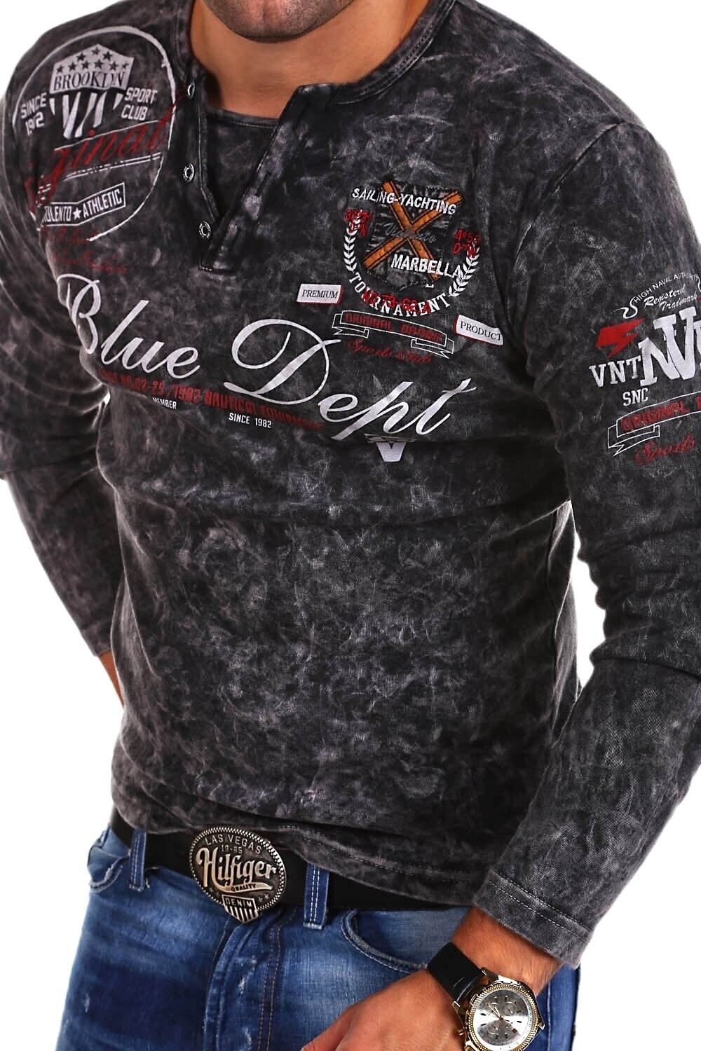 

Лонгслив behype Langarmshirt VT Blue, черный