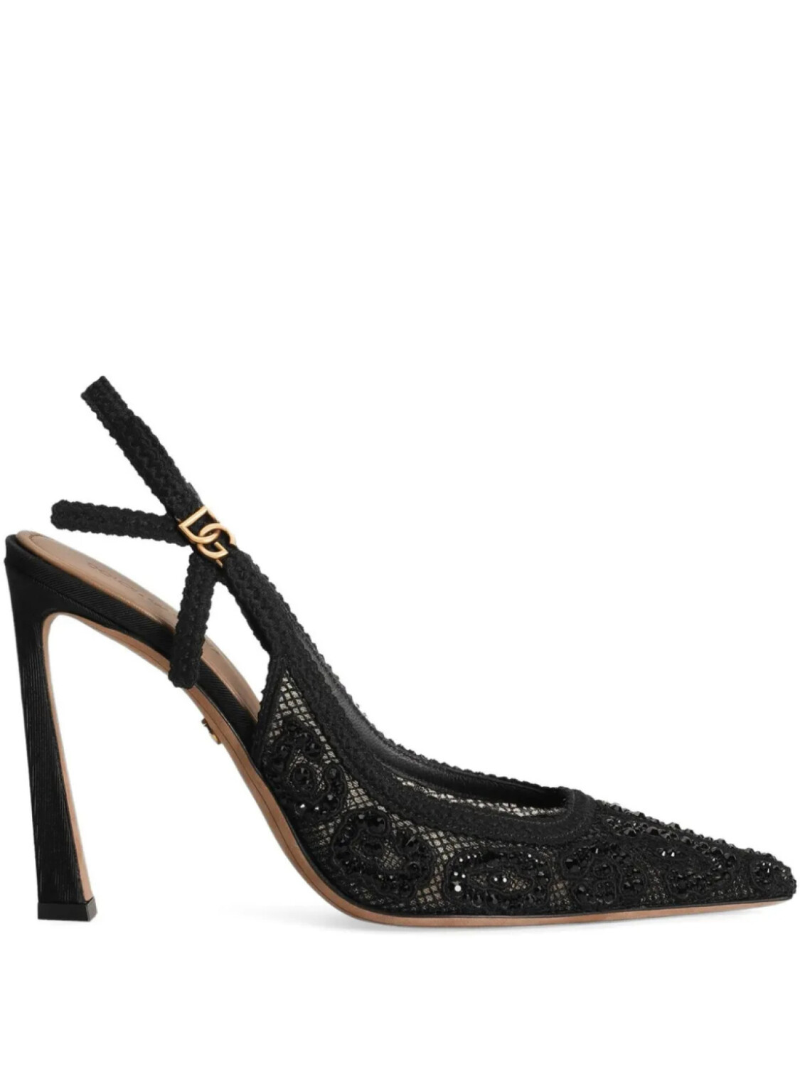 Туфли-лодочки Dolce & Gabbana с кружевом и пяткой, черный