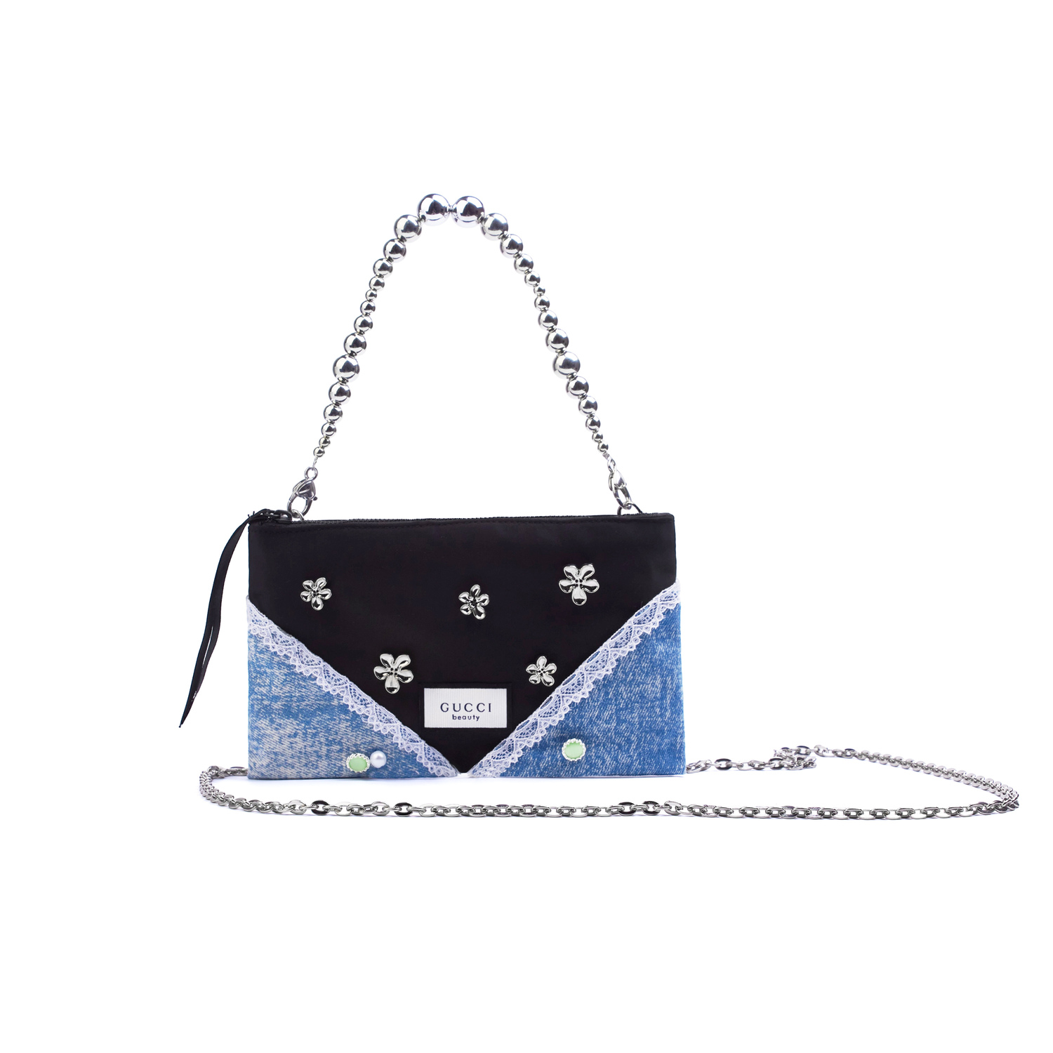 

GUCCI Индивидуальная косметичка amber, heartbeat messenger с клапаном-конвертом черная шелковая косметичка