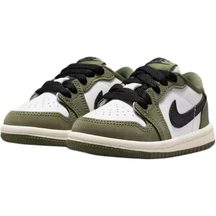 Jordan Air 1 Slip Resistant Abrasion Resistant низкие детские кроссовки White Green — фото 4