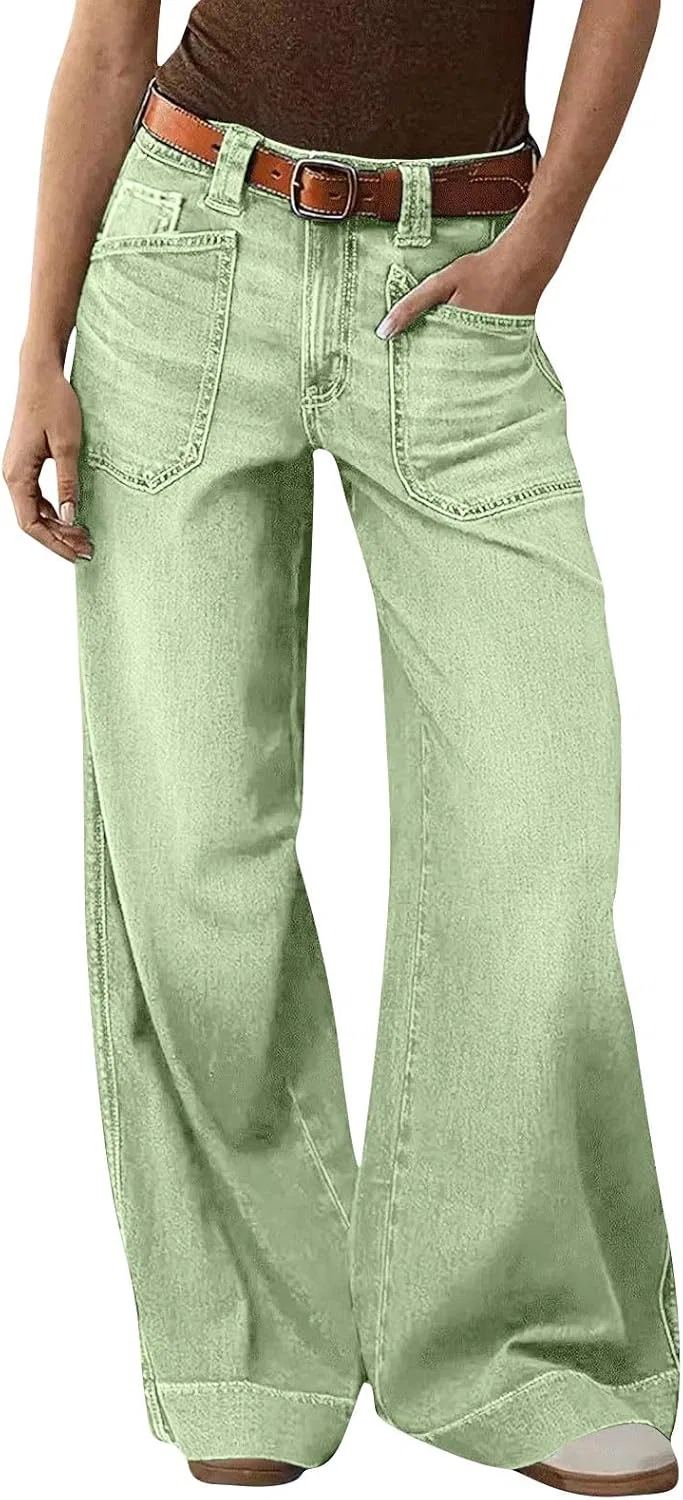 Джинсы с поясом и манжетами, Mint Green