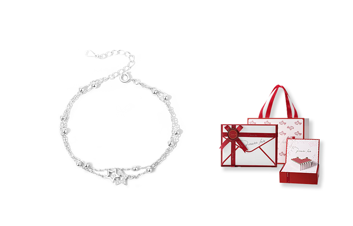 

Браслет из халцедона для женщин COPI, Starlight Dotted Double Bracelet + [Love Heart Gift Box]