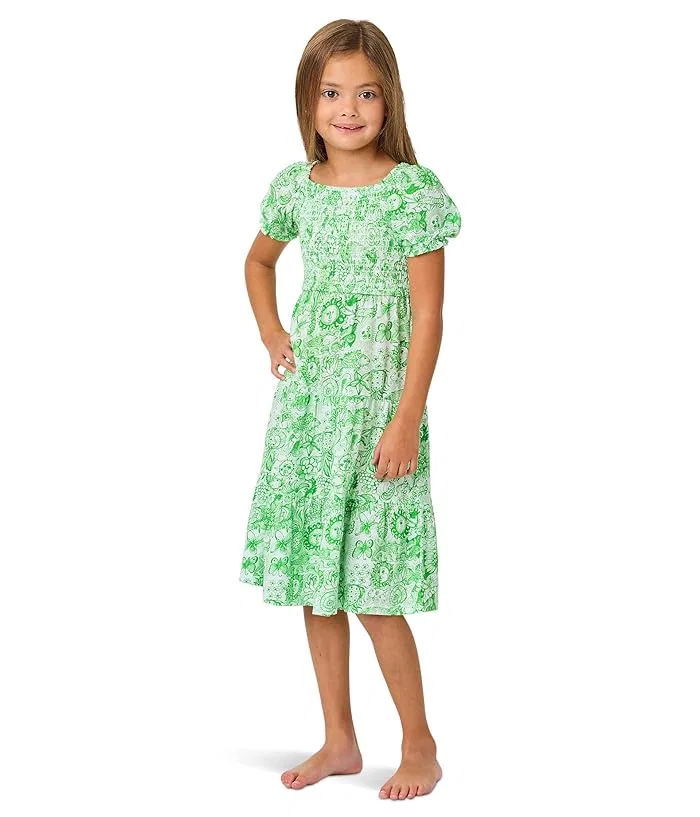 Платье мини с рукавами модель Mini Jilly Lilly Pulitzer Kids, Resort White