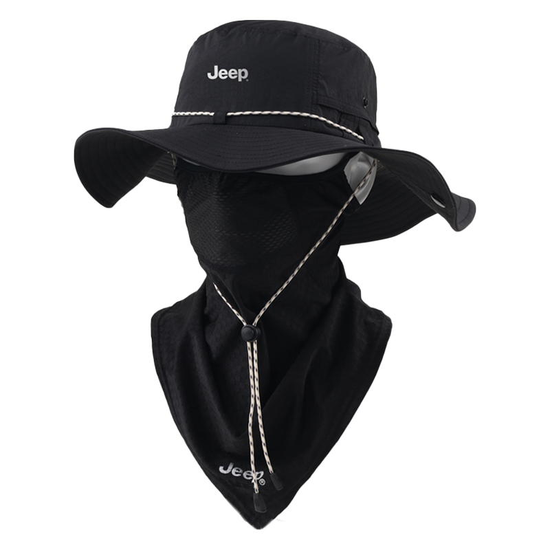 

Jeep Нейлоновая шляпа от солнца унисекс, Black Hats & Caps+Black Ear-Loop Face Mask