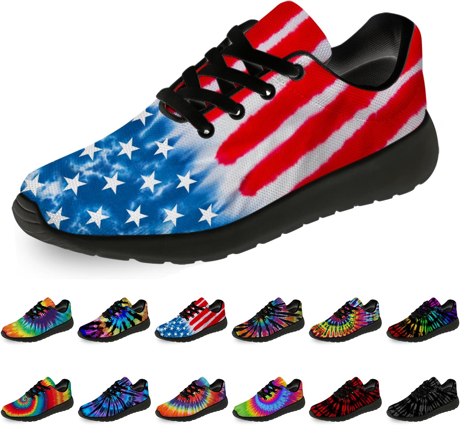 

Кроссовки Horethy Tie Dye для женщин и мужчин, беговые кроссовки, женские и мужские прогулочные, теннисные кроссовки, удобные спортивные кроссовки для джоггинга, подарки, красный/синий