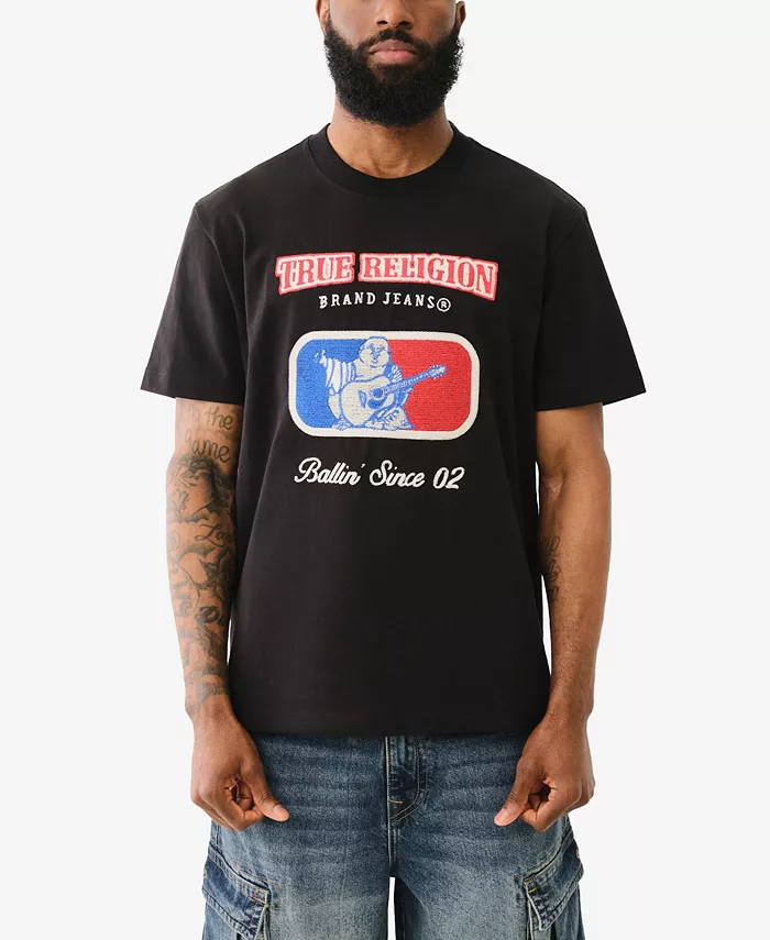 

Мужская футболка с коротким рукавом и вышивкой League True Religion, черный