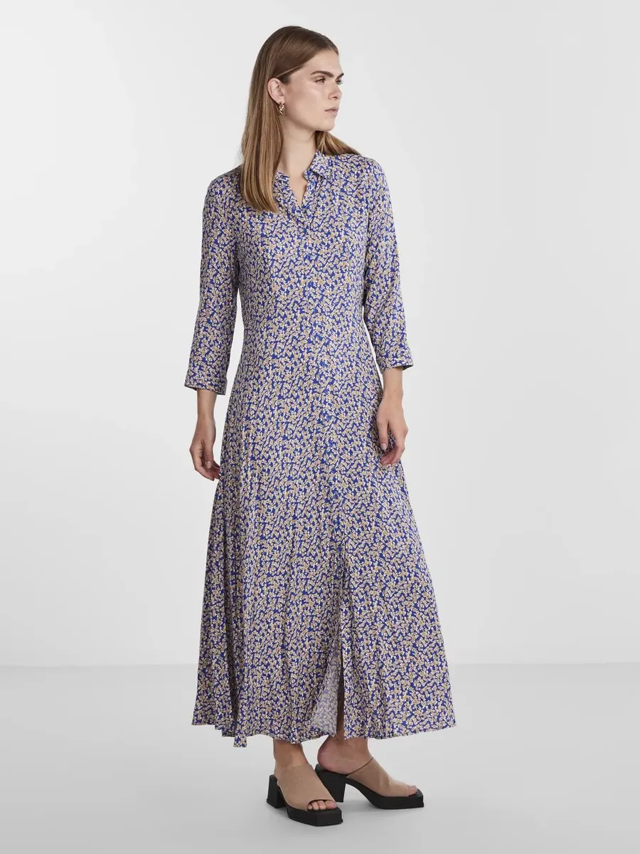 

Платье-рубашка Y.A.S "YASSAVANNA LONG SHIRT DRESS", с рукавами 3/4, цвет Bluing Aop:Ditsy Flower