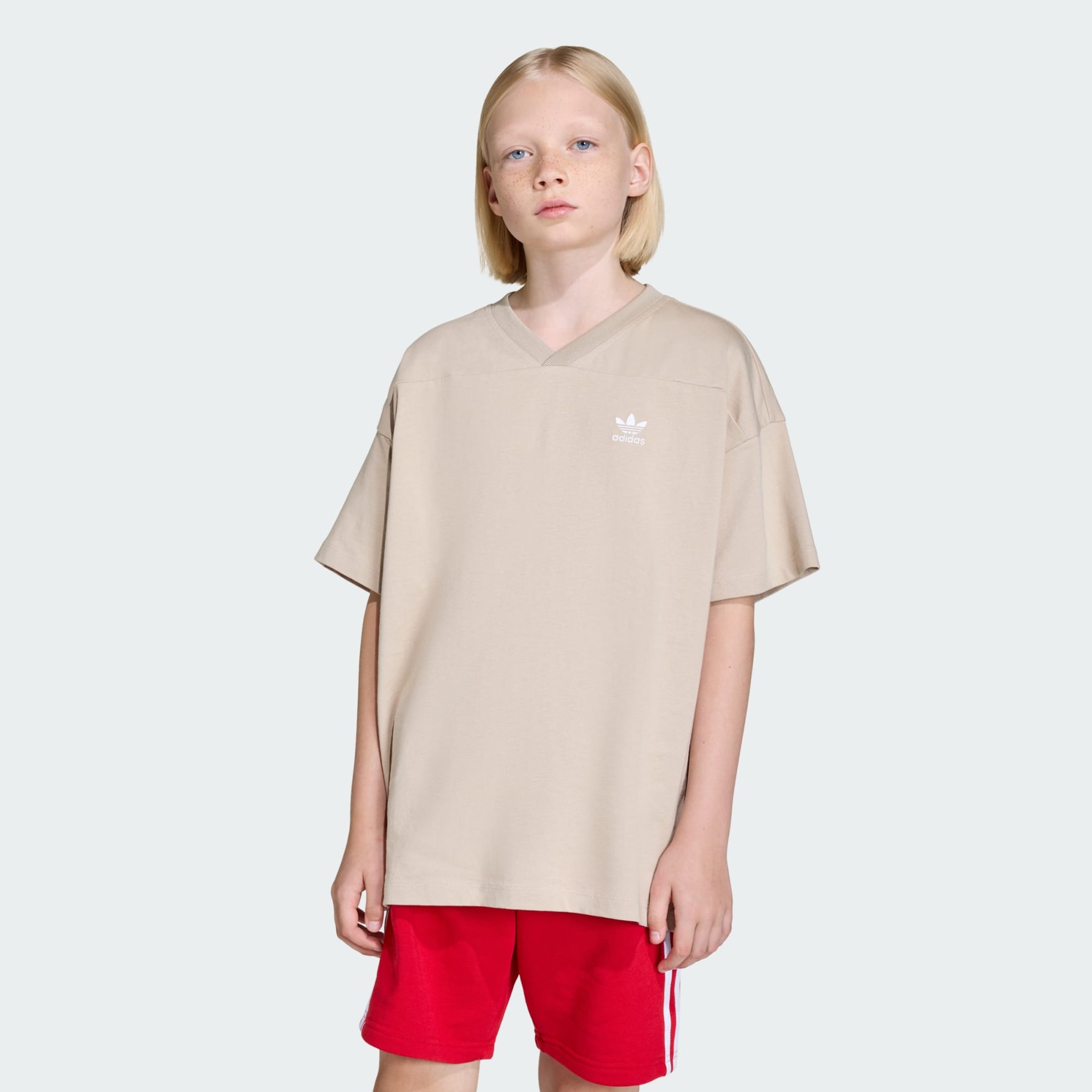 Adidas Originals Футболка 'OVERSIZED CUTLINE' в бежевом цвете — фото 2