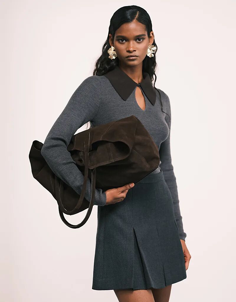 

Сумка-тоут ASOS DESIGN из высококачественной замши шоколадного цвета