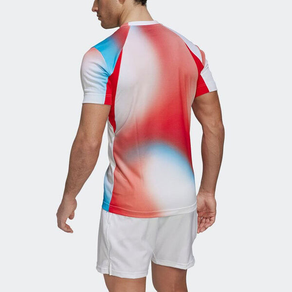 Футболка men's contrasting colors gradient logo printing round neck short sleeve multicolor t-shirt Adidas, мультиколор — фото 4
