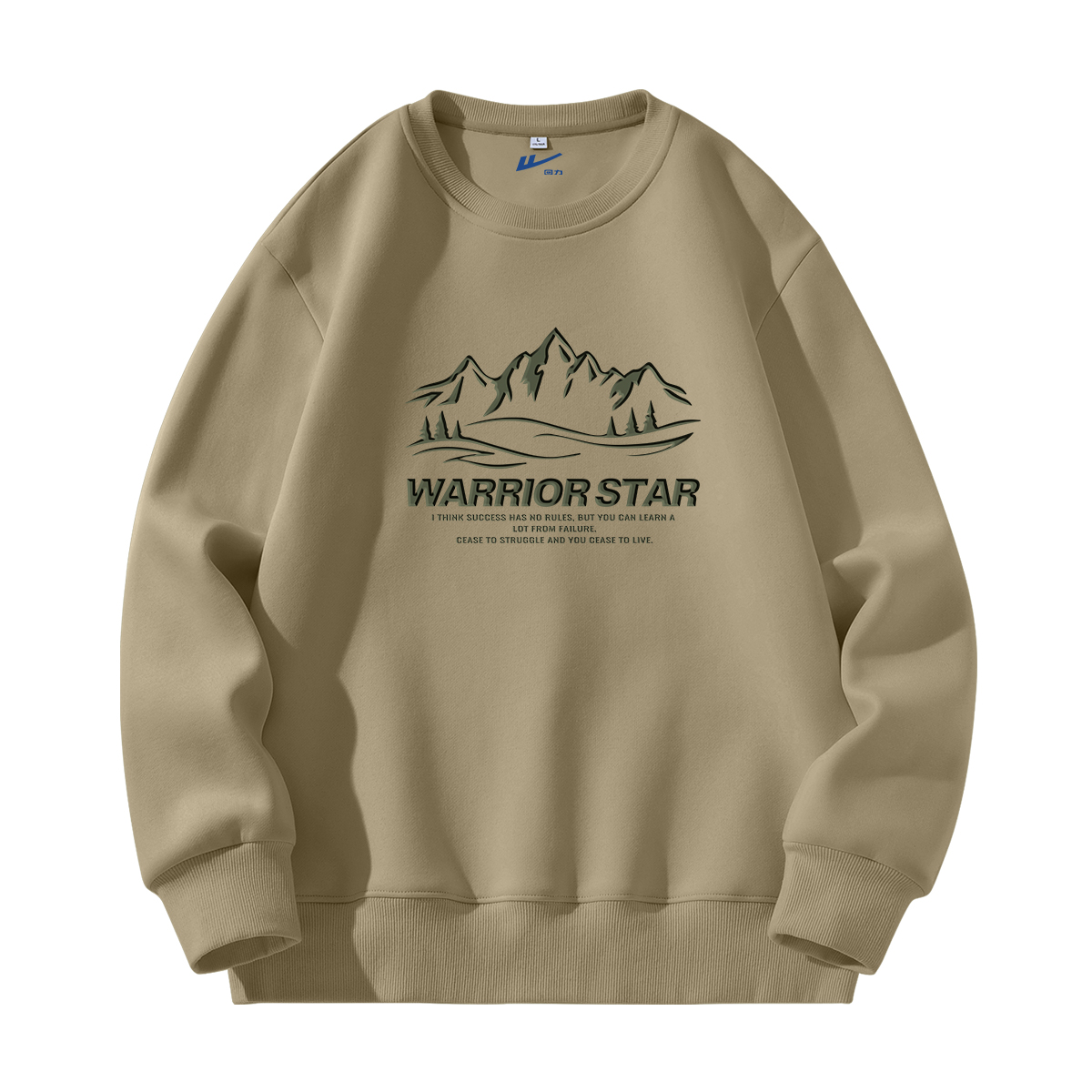 

Толстовка мужская с круглым вырезом тонкая WARRIOR, светло-coffee